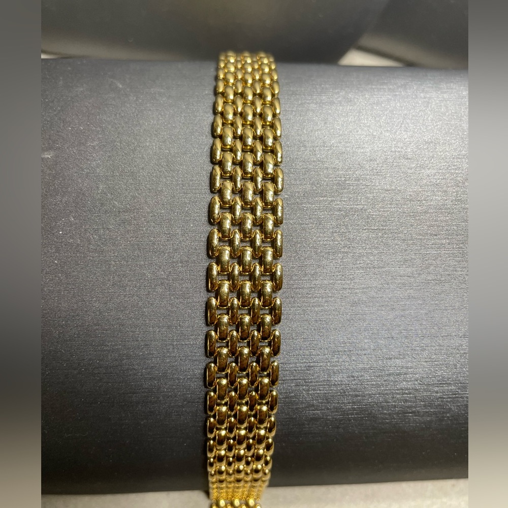 Vintage Gold Tone Tank Track 1/2 Size 7.5 Bracelet.